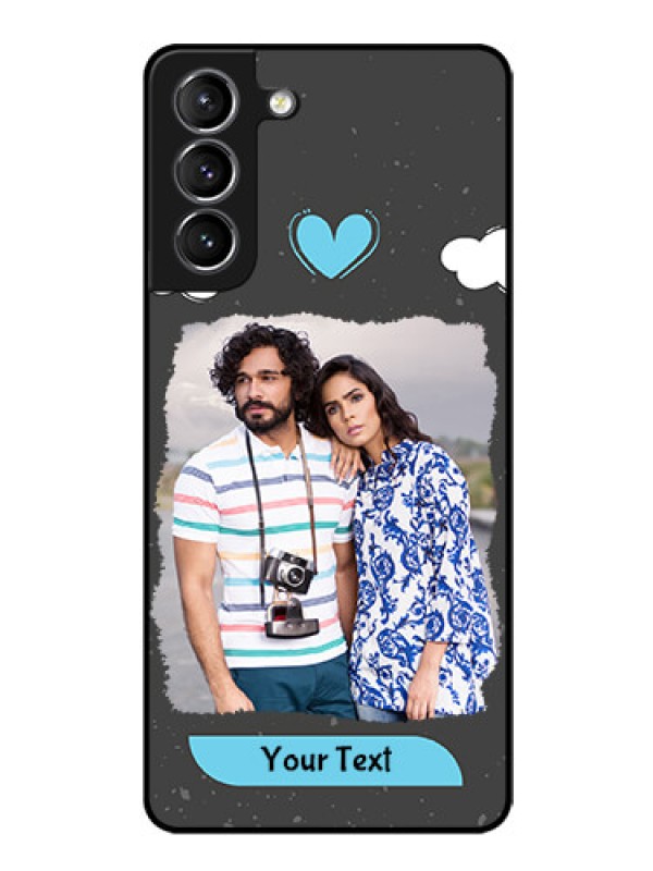 Custom Galaxy S21 Custom Glass Phone Case  - Splashes with love doodles Design