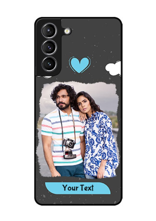 Galaxy S21 Custom Glass Phone Case  - Splashes with love doodles Design