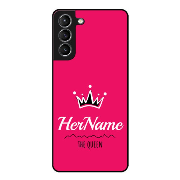 Galaxy S21 Glass Phone Case Queen with Name Galaxy S21 Glass Phone Case Queen with Name