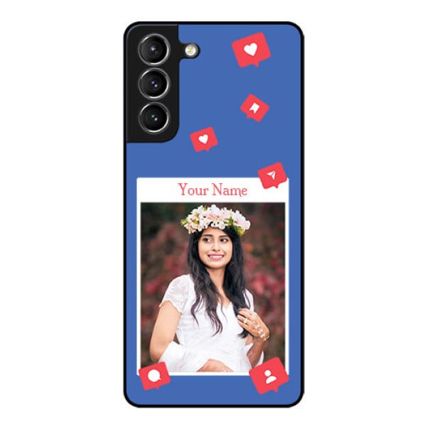 Galaxy S21 Custom Glass Phone Case - Like Share And Comment Design Galaxy S21 Custom Glass Phone Case - Like Share And Comment Design