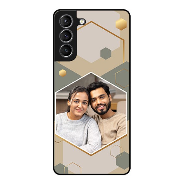 Galaxy S21 Photo Printing on Glass Case - Stylish Hexagon Pattern Design Galaxy S21 Photo Printing on Glass Case - Stylish Hexagon Pattern Design