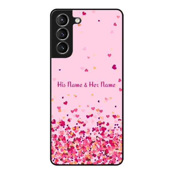 Galaxy S21 Photo Printing on Glass Case - Floating Hearts Design Galaxy S21 Photo Printing on Glass Case - Floating Hearts Design