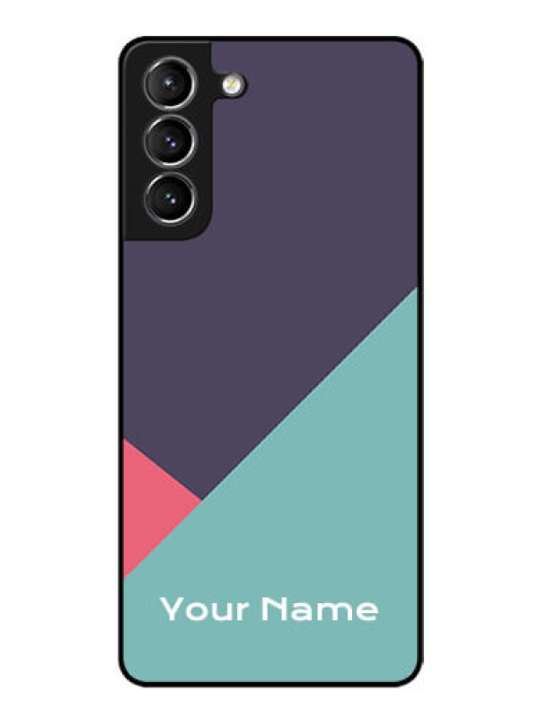 Custom Galaxy S21 Custom Glass Mobile Case - Tri Color abstract Design