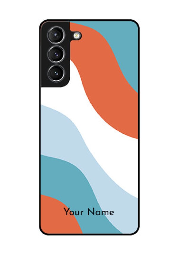 Galaxy S21 Custom Glass Mobile Case - coloured Waves Design