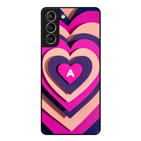 Galaxy S21 Custom Glass Mobile Case - Cute Heart Pattern Design