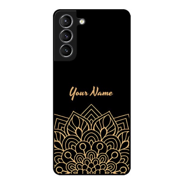 Galaxy S21 Custom Glass Phone Case - Golden mandala Design