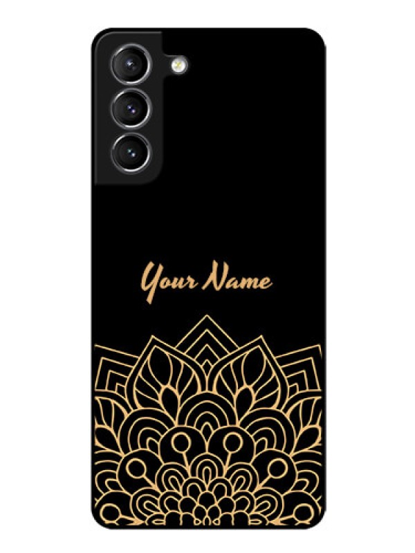 Custom Galaxy S21 Custom Glass Phone Case - Golden mandala Design