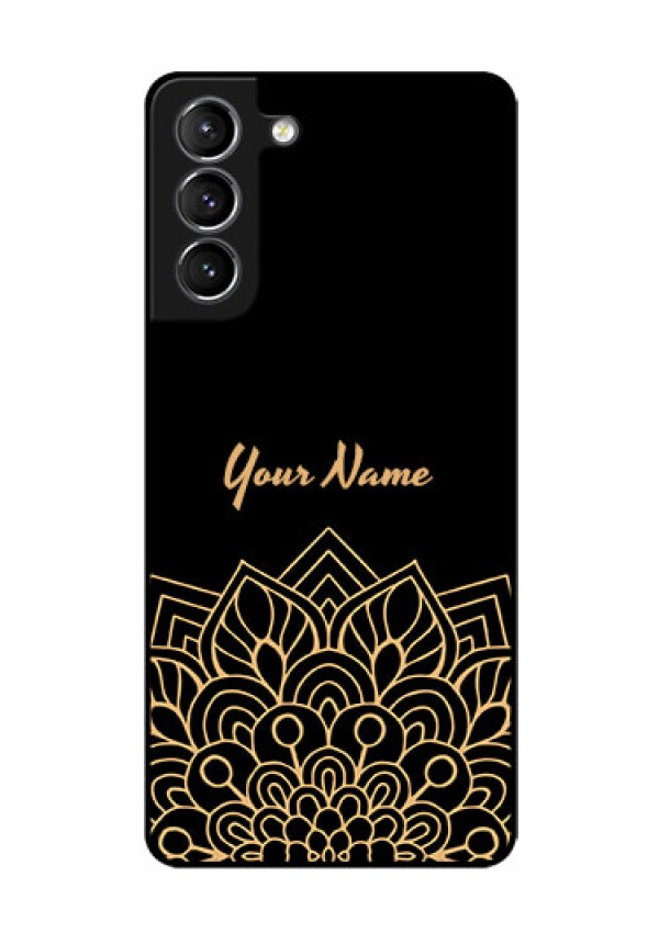 Galaxy S21 Custom Glass Phone Case - Golden mandala Design