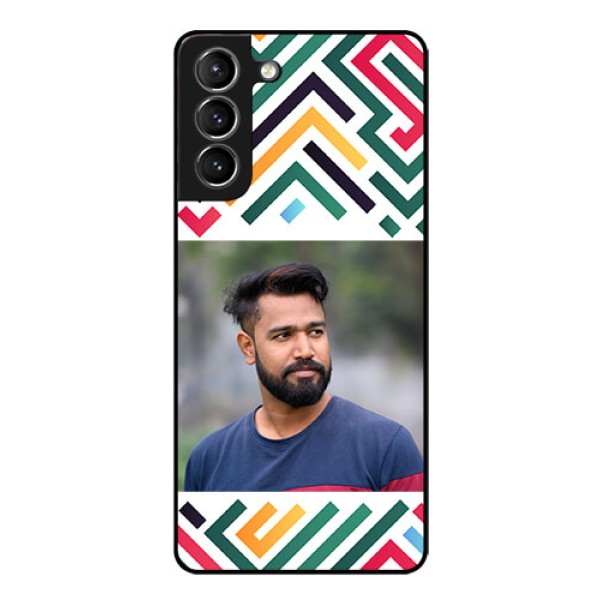 Galaxy S21 Personalized Glass Phone Case - Colorful Maze Pattern Design Galaxy S21 Personalized Glass Phone Case - Colorful Maze Pattern Design