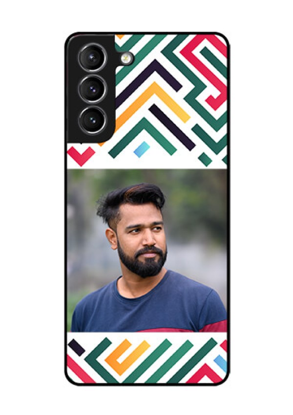 Galaxy S21 Personalized Glass Phone Case - Colorful Maze Pattern Design