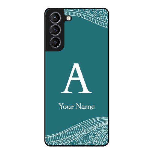 Galaxy S21 Personalized Glass Phone Case - line art pattern with custom name Design Galaxy S21 Personalized Glass Phone Case - line art pattern with custom name Design