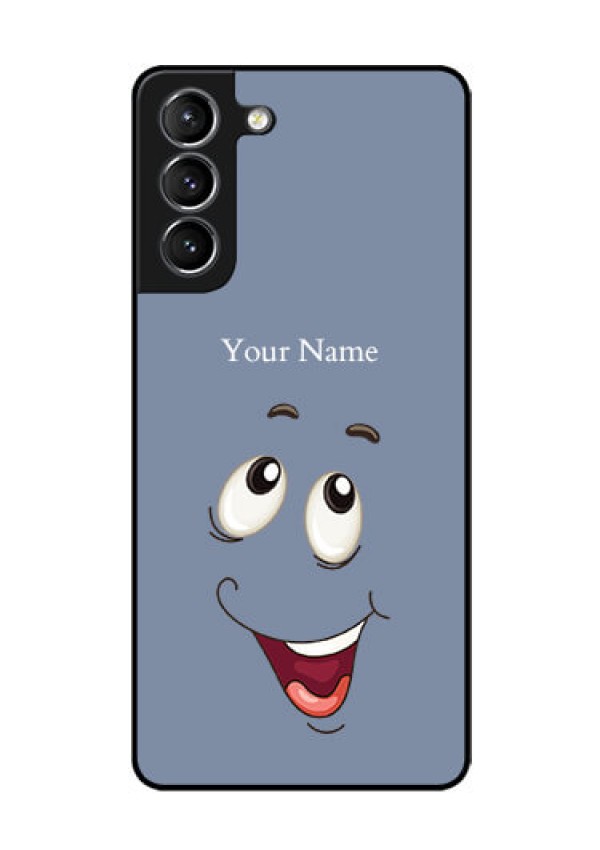 Galaxy S21 Photo Printing on Glass Case - Laughing Cartoon Face Design