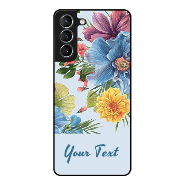 Galaxy S21 Custom Glass Mobile Case - Stunning Watercolored Flowers Painting Design