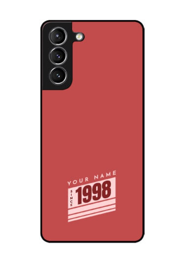 Galaxy S21 Custom Glass Phone Case - Red custom year of birth Design