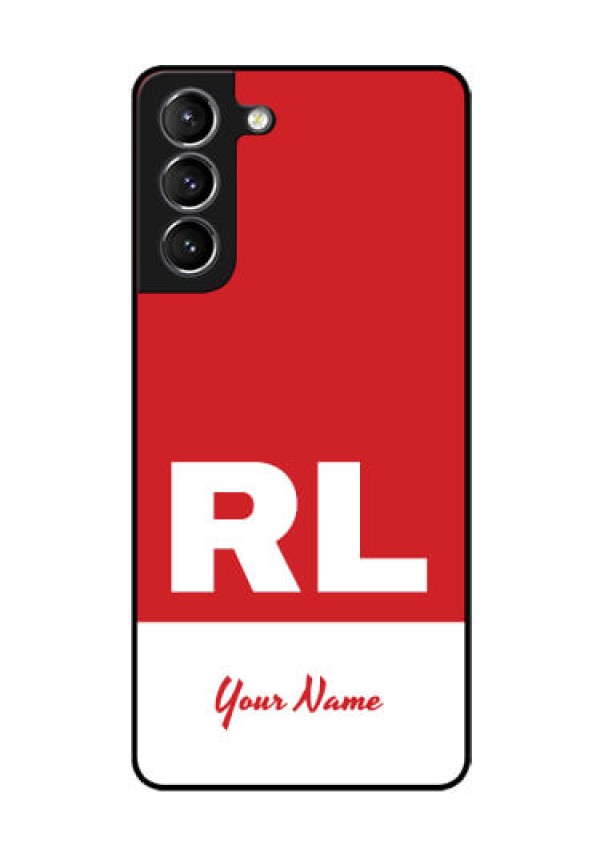 Galaxy S21 Personalized Glass Phone Case - dual tone custom text Design