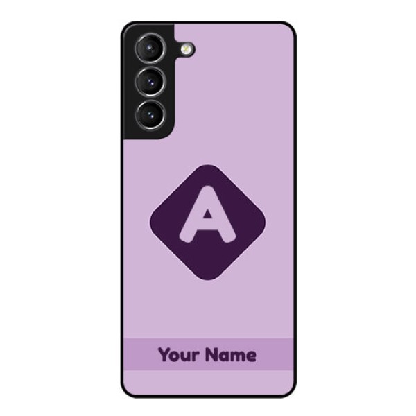 Galaxy S21 Custom Glass Mobile Case - Custom Letter in curved badge Design
