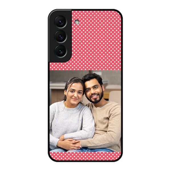 Galaxy S22 5G Custom Glass Phone Case - White Dotted Design