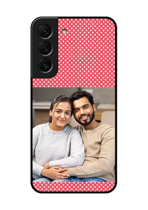 Galaxy S22 5G Custom Glass Phone Case - White Dotted Design