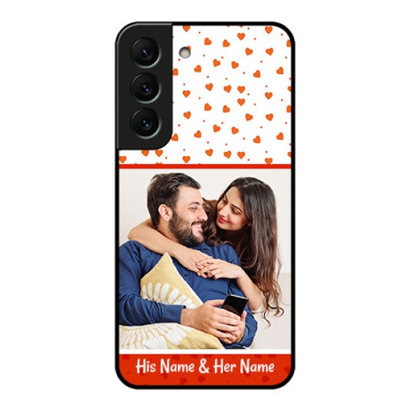 Galaxy S22 5G Custom Glass Phone Case - Orange Love Symbol Design