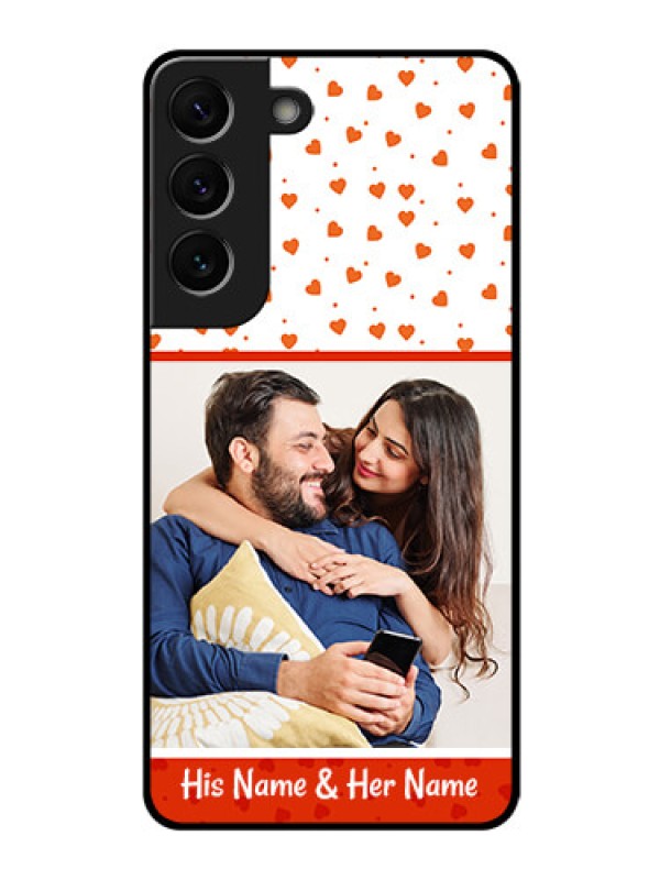 Custom Galaxy S22 5G Custom Glass Phone Case - Orange Love Symbol Design
