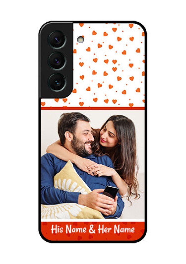 Galaxy S22 5G Custom Glass Phone Case - Orange Love Symbol Design