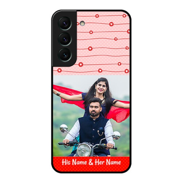 Galaxy S22 5G Personalized Glass Phone Case - Red Pattern Case Design Galaxy S22 5G Personalized Glass Phone Case - Red Pattern Case Design