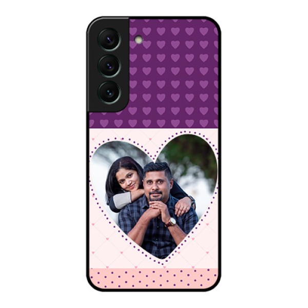 Galaxy S22 5G Custom Glass Phone Case - Violet Love Dots Design