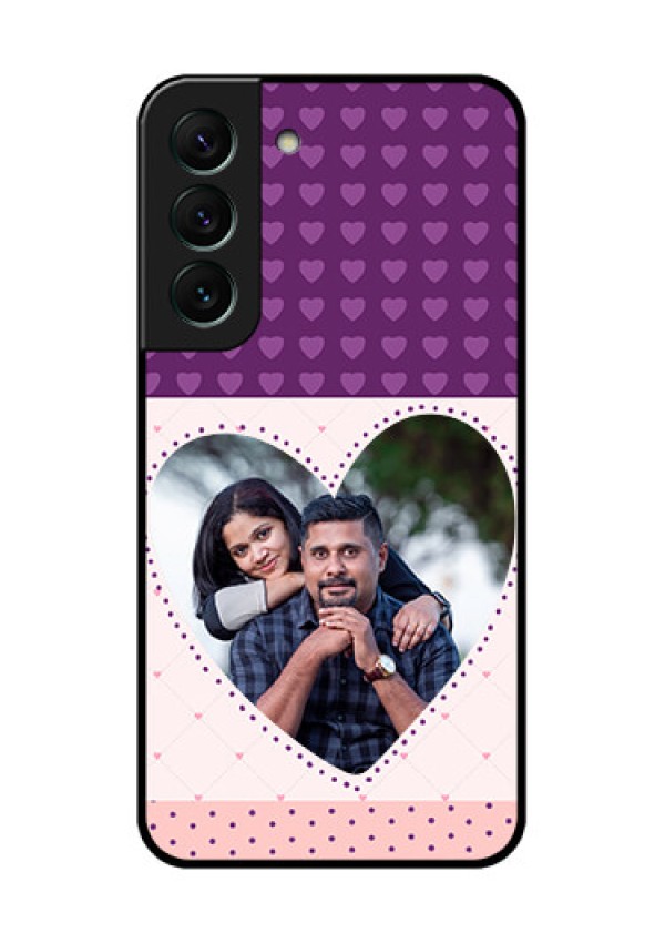 Galaxy S22 5G Custom Glass Phone Case - Violet Love Dots Design
