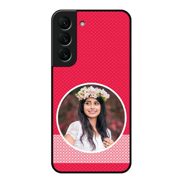 Galaxy S22 5G Personalised Glass Phone Case - Pink Pattern Design