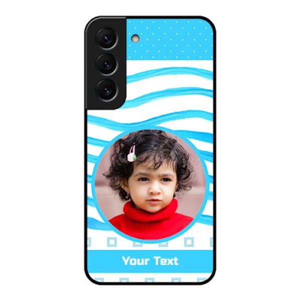 Galaxy S22 5G Custom Glass Phone Case - Simple Blue Case Design Galaxy S22 5G Custom Glass Phone Case - Simple Blue Case Design