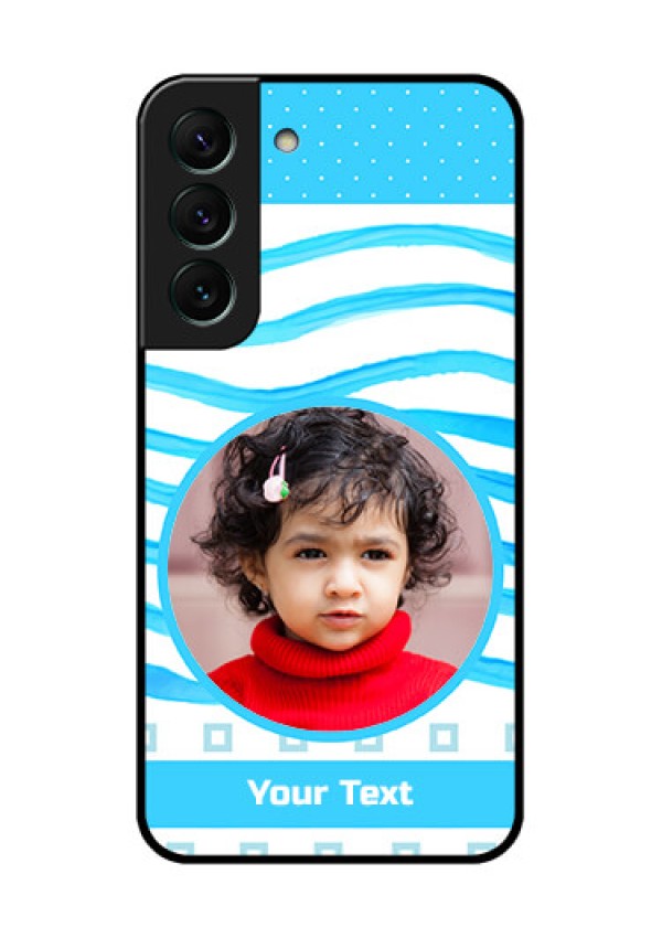 Galaxy S22 5G Custom Glass Phone Case - Simple Blue Case Design