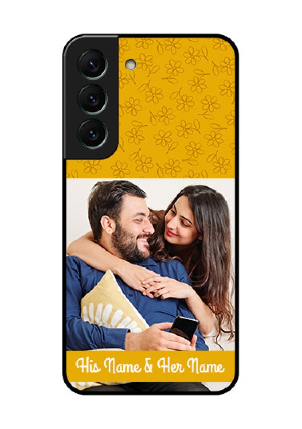 Galaxy S22 5G Custom Glass Mobile Case - Yellow Floral Design