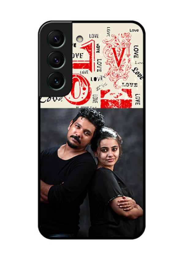 Galaxy S22 5G Photo Printing on Glass Case - Trendy Love Design Case