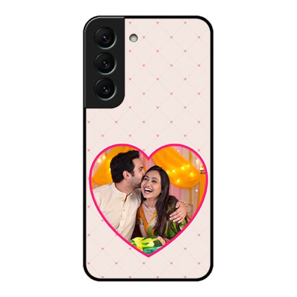 Galaxy S22 5G Custom Glass Mobile Case - Heart Shape Design