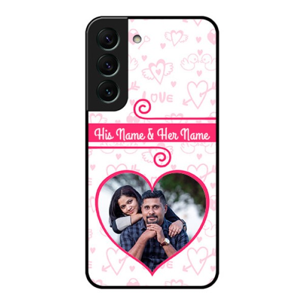 Galaxy S22 5G Personalized Glass Phone Case - Heart Shape Love Design Galaxy S22 5G Personalized Glass Phone Case - Heart Shape Love Design