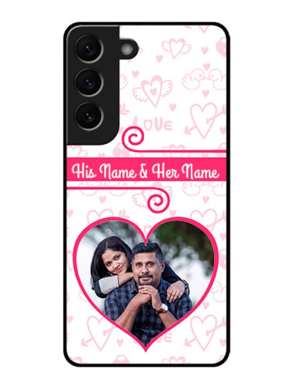 Custom Galaxy S22 5G Personalized Glass Phone Case - Heart Shape Love Design