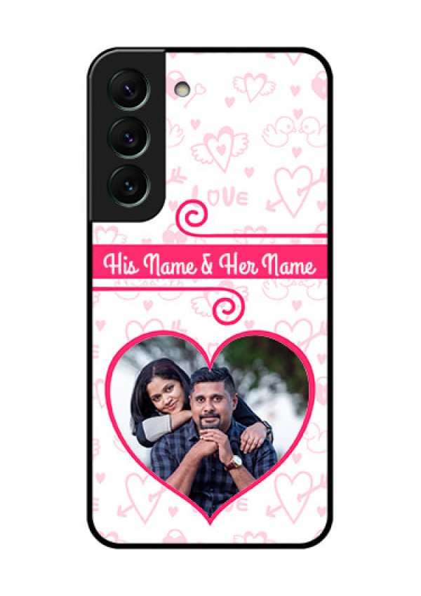 Galaxy S22 5G Personalized Glass Phone Case - Heart Shape Love Design