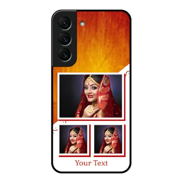 Galaxy S22 5G Custom Glass Phone Case - Wedding Memories Design