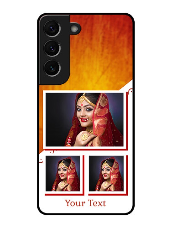 Custom Galaxy S22 5G Custom Glass Phone Case - Wedding Memories Design