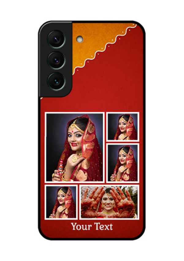 Galaxy S22 5G Personalized Glass Phone Case - Wedding Pic Upload Design