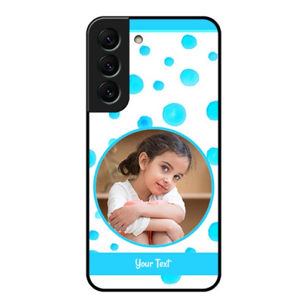 Galaxy S22 5G Photo Printing on Glass Case - Blue Bubbles Pattern Design Galaxy S22 5G Photo Printing on Glass Case - Blue Bubbles Pattern Design