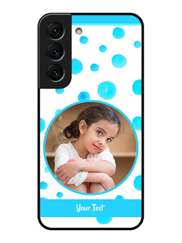 Custom Galaxy S22 5G Photo Printing on Glass Case - Blue Bubbles Pattern Design