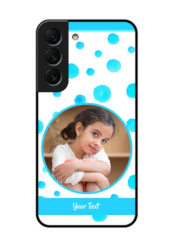 Galaxy S22 5G Photo Printing on Glass Case - Blue Bubbles Pattern Design