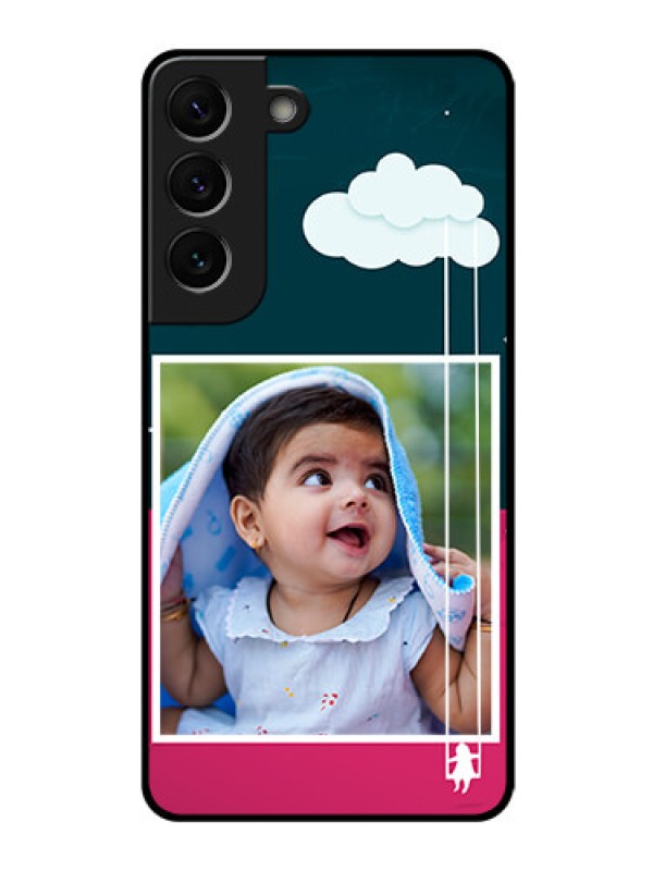 Custom Galaxy S22 5G Custom Glass Phone Case - Cute Girl with Cloud Design