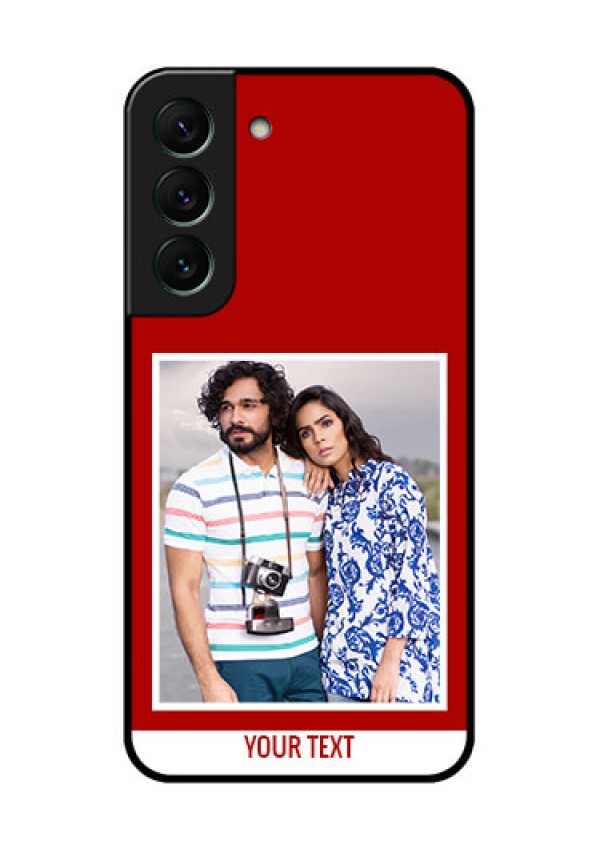 Galaxy S22 5G Personalized Glass Phone Case - Simple Red Color Design