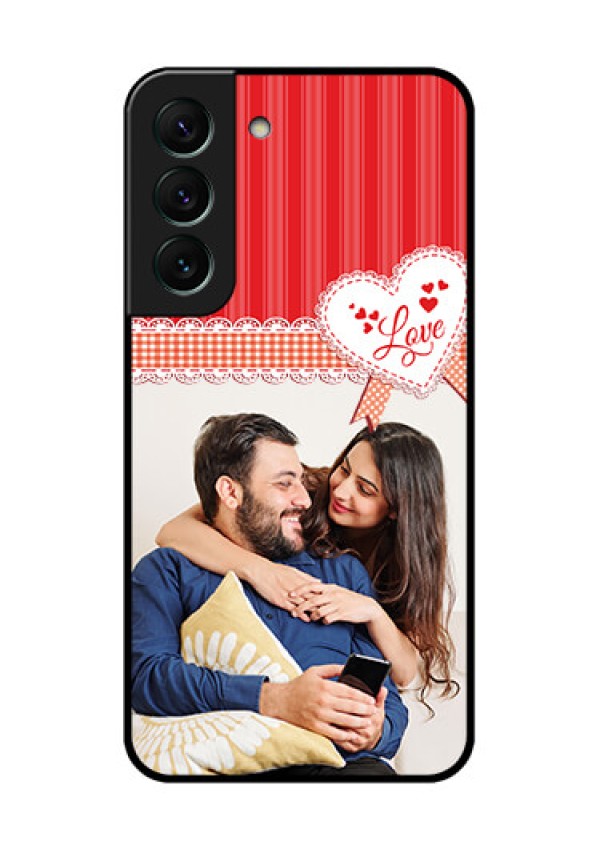 Galaxy S22 5G Custom Glass Mobile Case - Red Love Pattern Design