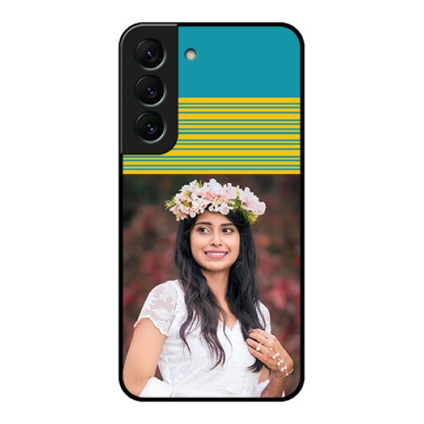 Galaxy S22 5G Custom Glass Phone Case - Yellow & Blue Design