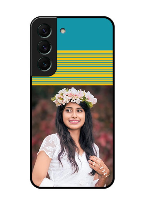 Galaxy S22 5G Custom Glass Phone Case - Yellow & Blue Design