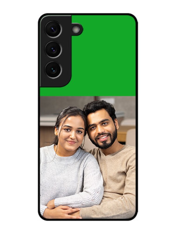 Custom Galaxy S22 5G Personalized Glass Phone Case - Green Pattern Design