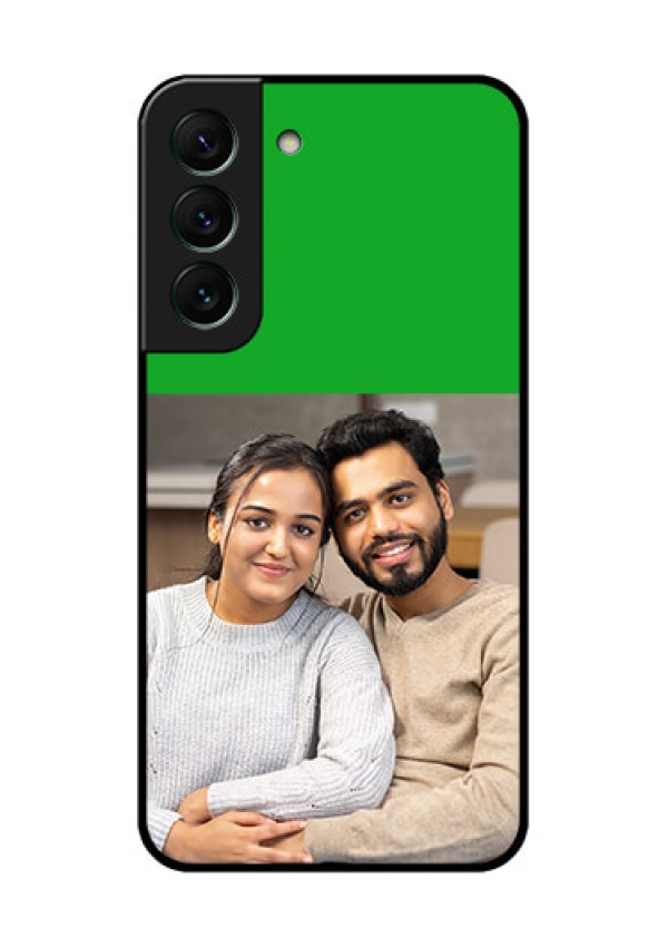 Galaxy S22 5G Personalized Glass Phone Case - Green Pattern Design